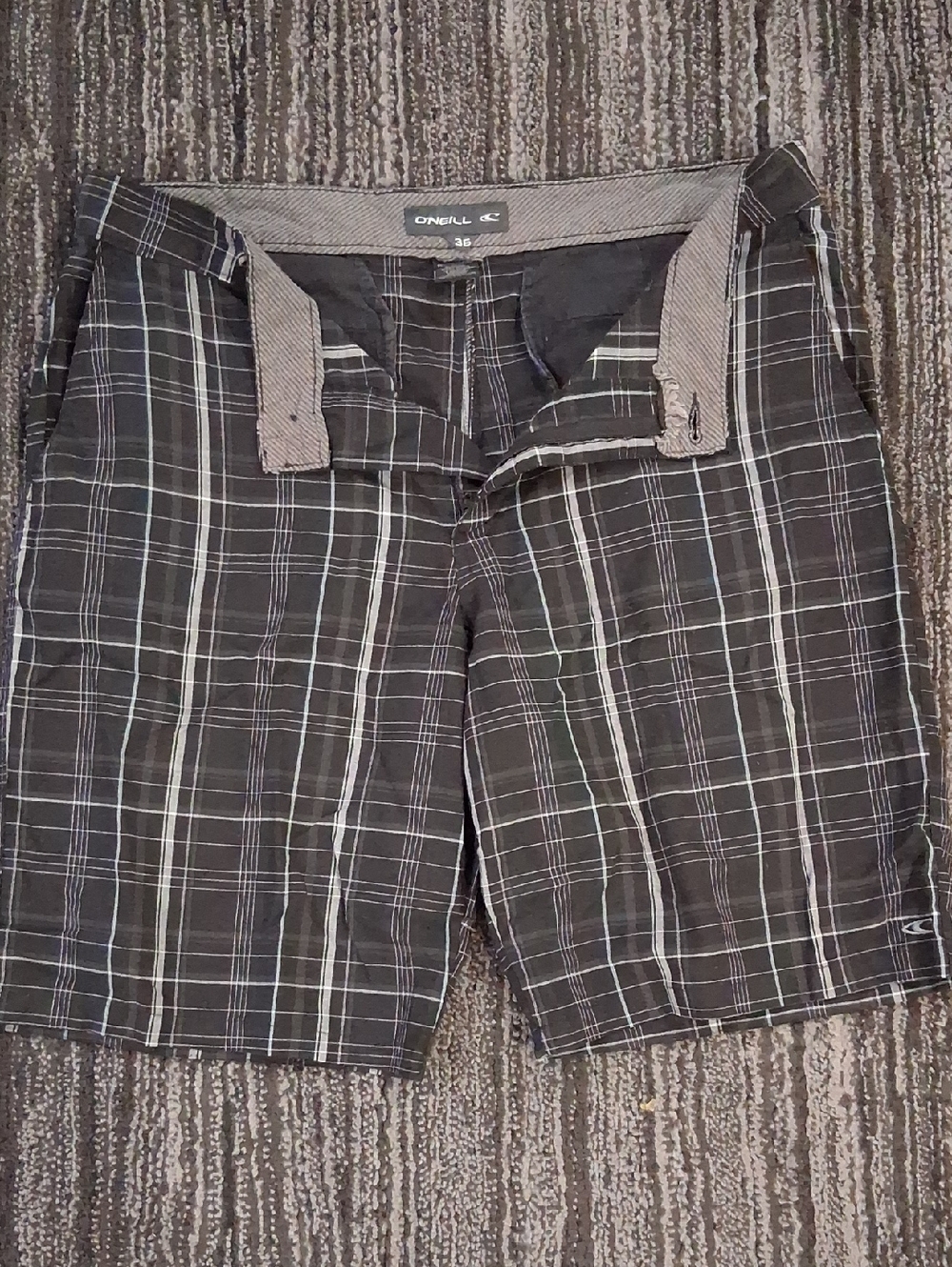 O'Neill Black and White Plaid Men's Shorts